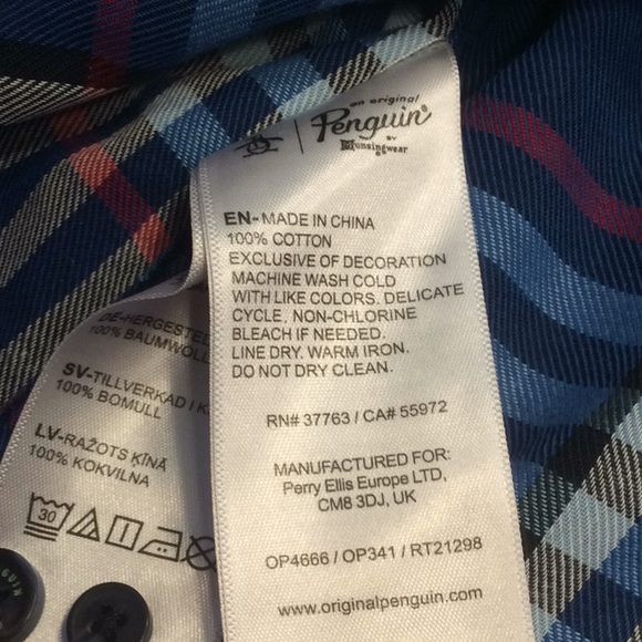 Penguin by Munsingwear Blue Button Down Plaid -L - Picture 8 of 16